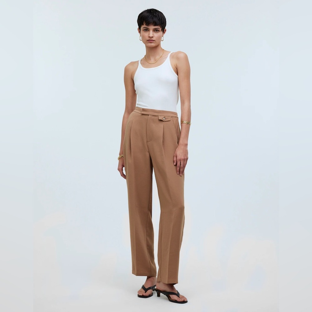 Madewell The Tall Rosedale High-Rise Straight Pant in Crepe Carved Wood Size 14
